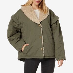 Lucky Brand Olive Teddy Jacket with Sherpa Collar